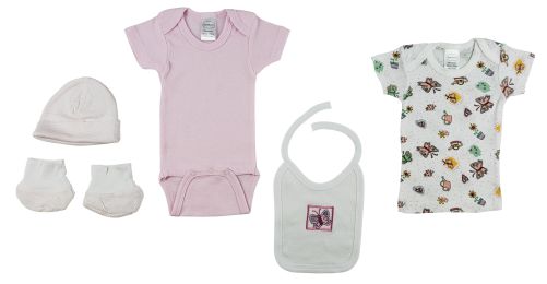 5-Piece Pastel Interlock Hanging Gift Set (Color: Pink, size: Newborn)