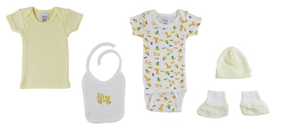 5-Piece Pastel Interlock Hanging Gift Set (Color: Yellow, size: Newborn)