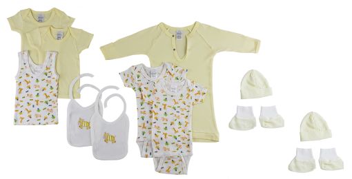 12-Piece Pastel Interlock Hanging Gift Set (Color: Yellow, size: Newborn)