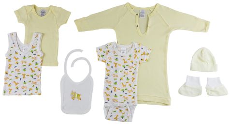 7-Piece Pastel Interlock Hanging Gift Set (Color: Yellow, size: Newborn)