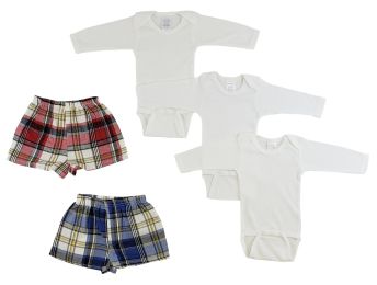 Infant Long Sleeve Onezies and Boxer Shorts (Color: White/Yellow, size: large)