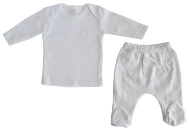 Bambini White Interlock Long Two Piece Set (Color: White, size: small)