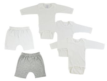 Infant Long Sleeve Onezies and Pants (Color: White/Grey, size: medium)