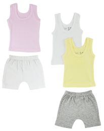 Girls Tank Tops and Shorts (Color: White/Grey, size: large)