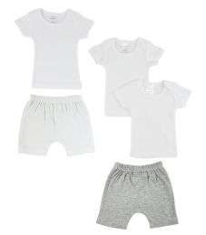 Infant T-Shirts and Shorts (Color: White/Grey, size: large)