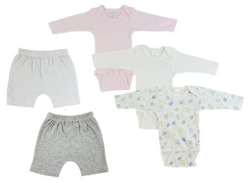 Infant Girls Long Sleeve Onezies and Shorts (Color: White/Grey, size: large)
