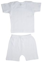 Bambini Two Piece Short Sleeve Short Set (Color: White, size: small)