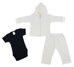 Infant Sweatshirt, Onezie and Pants - 3 Pc Set (Color: Black/White, size: large)