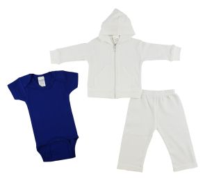 Infant Sweatshirt, Onezie and Pants - 3 Pc Set (Color: Blue/White, size: large)