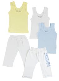 Boys Tank Tops and Track Sweatpants (Color: White/Blue, size: large)