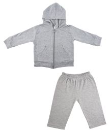 Heather Grey Interlock Sweat Pants and Hoodie Set (Color: Heather Grey, size: large)