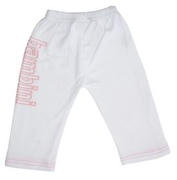 Bambini Girls White Pants with Print (Color: White, size: small)