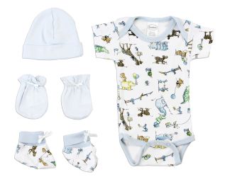 Bambini Newborn Baby Boys 4 Pc Layette Baby Shower Gift Set (Color: White/Yellow, size: Newborn)
