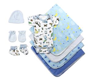 Bambini Newborn Baby Boys 8 Pc Layette Baby Shower Gift Set (Color: White/Blue, size: Newborn)