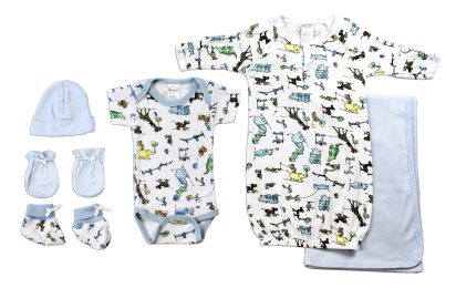 Bambini Newborn Baby Boys 6 Pc Layette Baby Shower Gift Set (Color: White/Blue, size: Newborn)