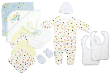 Bambini Newborn Baby Boys 14 Pc Layette Baby Shower Gift Set (Color: White/Blue, size: Newborn)