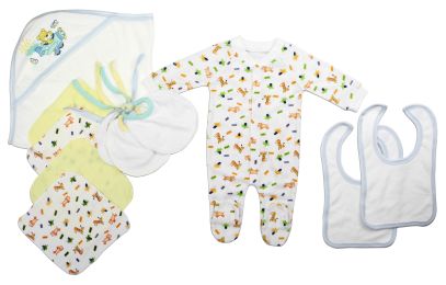 Bambini Newborn Baby Boys 11 Pc Layette Baby Shower Gift Set (Color: White/Blue, size: Newborn)