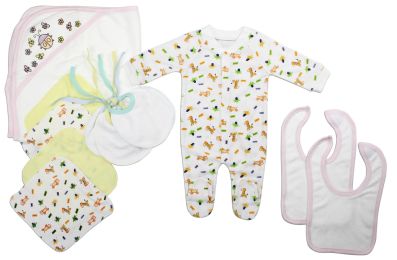 Bambini Newborn Baby Boys 11 Pc Layette Baby Shower Gift Set (Color: White/Pink, size: Newborn)
