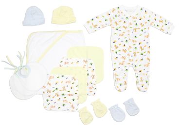 Bambini Newborn Baby Boys 13 Pc Layette Baby Shower Gift Set (Color: White/Blue, size: Newborn)
