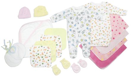 Bambini Newborn Baby Girls 18 Pc Layette Baby Shower Gift Set (Color: White/Pink, size: Newborn)