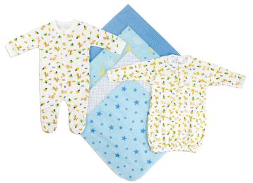 Bambini Newborn Boys 6 Piece Layette Set (Color: White/Blue, size: Newborn)