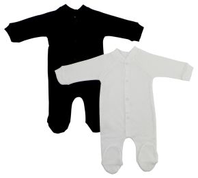 Bambini Interlock Black and White Closed-toe Sleep & Play (Pack of 2) (Color: White, size: small)