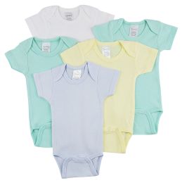 Bambini Short Sleeve One Piece 5 Pack (Color: White/Yellow/Blue, size: large)
