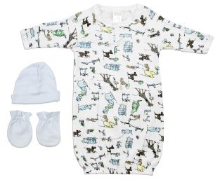 Bambini Boys' 3 Piece Layette Set (Color: White/Blue, size: Newborn)