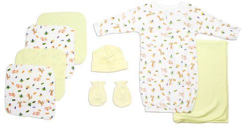 Bambini Neutral Newborn Baby 8 Pc Layette Baby Shower Gift Set (Color: White/Yellow, size: Newborn)