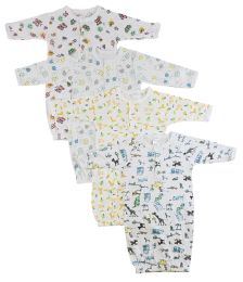 Bambini Girls Print Infant Gowns - 4 Pack (Color: White, size: Newborn)