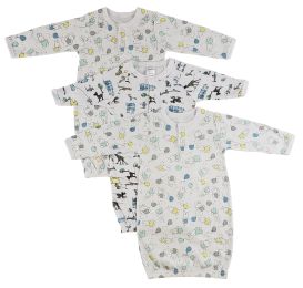 Bambini Girls Print Infant Gowns - 3 Pack (Color: White, size: Newborn)