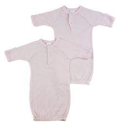 Bambini Preemie Solid Pink Gown - 2 Pack (Color: Pink, size: Preemie)