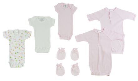 Preemie Girls Onezies, Gowns and MIttens (Color: Pink, size: Preemie)