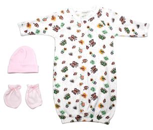 Bambini Girls' 3 Piece Layette Set (Color: White/Pink, size: Newborn)