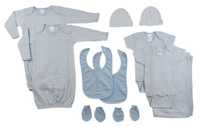 Bambini Boys 8 Piece Layette Set (Color: Blue/White, size: Newborn)
