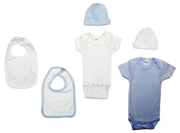 Bambini Boys' 6 Piece Layette Set (Color: White/Blue, size: large)