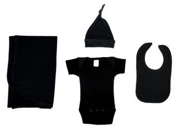 Bambini Black 4 Piece Layette Set (Color: Black, size: large)
