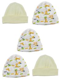 Bambini Boys Baby Cap (Pack of 5) (Color: Yellow, size: One Size)