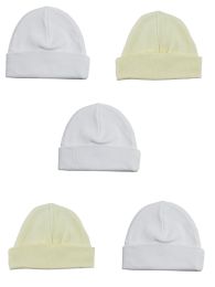 Bambini Beanie Baby Caps (Pack of 5) (Color: White/Yellow, size: One Size)