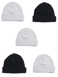 Bambini Boys Baby Cap (Pack of 5) (Color: White/Black, size: One Size)