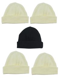 Bambini Beanie Baby Caps (Pack of 5) (Color: Yellow/Black, size: One Size)