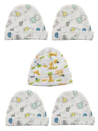 Bambini Beanie Baby Caps (Pack of 5) (Color: Prints, size: One Size)