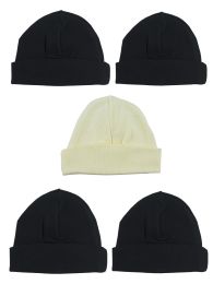 Bambini Beanie Baby Caps (Pack of 5) (Color: Black/Yellow, size: One Size)