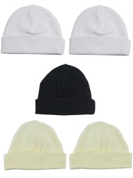 Bambini Beanie Baby Caps (Pack of 5) (Color: Black/Yellow/White, size: One Size)