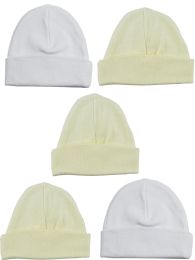 Bambini Beanie Baby Caps (Pack of 5) (Color: Yellow/White, size: One Size)