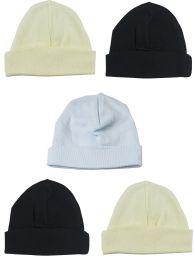 Bambini Boys Baby Caps (Pack of 5) (Color: Blue/Black/Yellow, size: One Size)