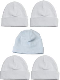 Bambini Boys Baby Caps (Pack of 5) (Color: Blue/White, size: One Size)
