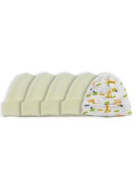 Bambini Baby Cap (Pack of 5) (Color: Yellow/Print, size: One Size)