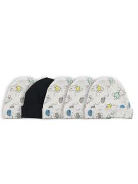 Bambini Baby Cap (Pack of 5) (Color: Black/Print, size: One Size)