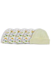 Bambini Baby Cap (Pack of 5) (Color: Print/Yellow, size: One Size)